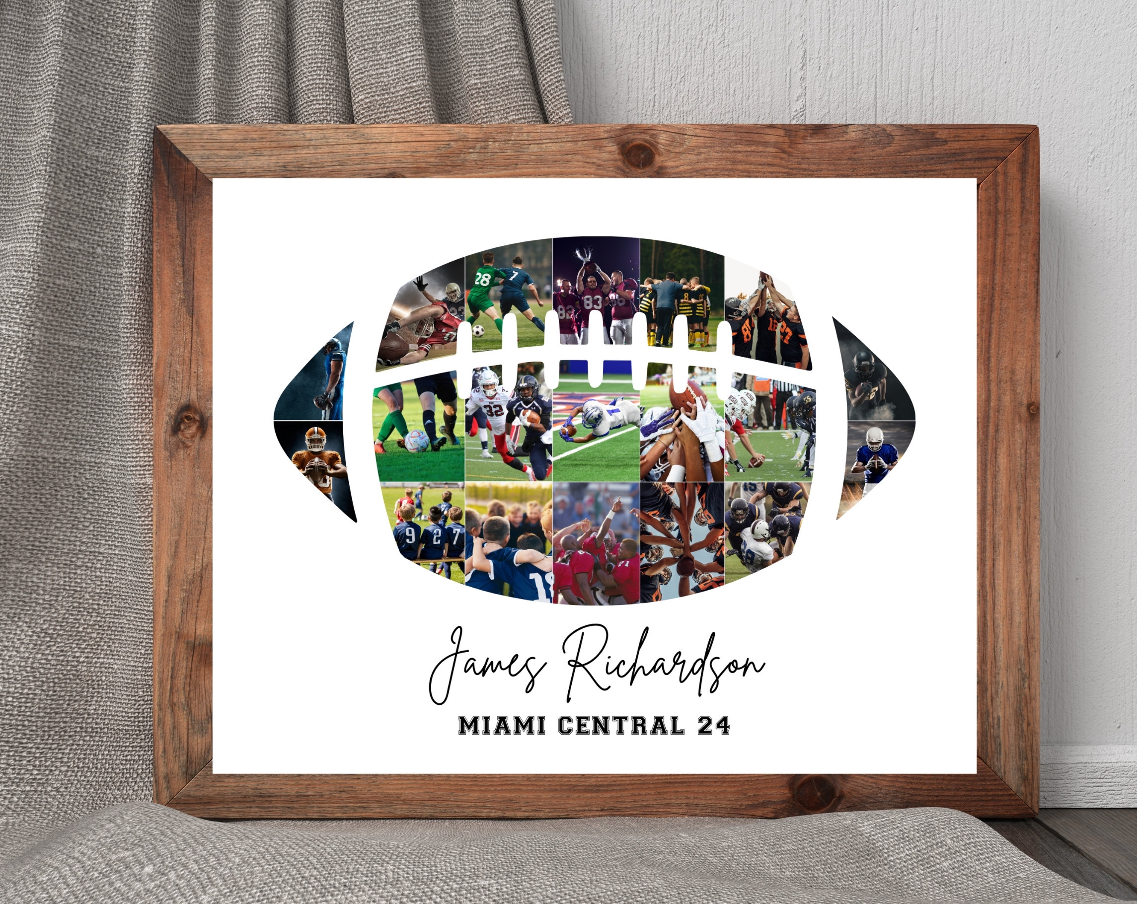 Football Photo Collage, Senior Night Gift, Football Collage, Personalized Player Frame, Sport Photo Gift, Gift for Player, Gifts for Him