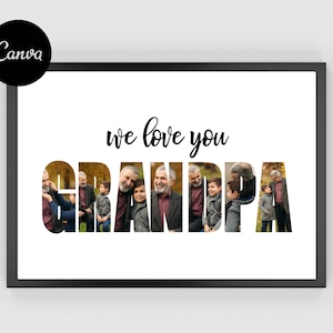 Marco de fotos para abuelo, personalizado, collage de fotos para abuelo, collage de fotos para abuelo editable, regalo para el Día del Padre, regalos para él