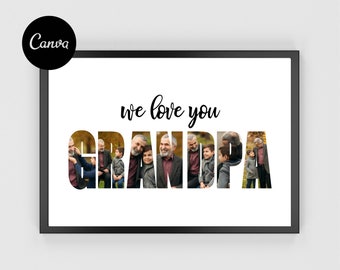 Personalized Grandpa Photo Collage, Father's Day Gift (PDF File)