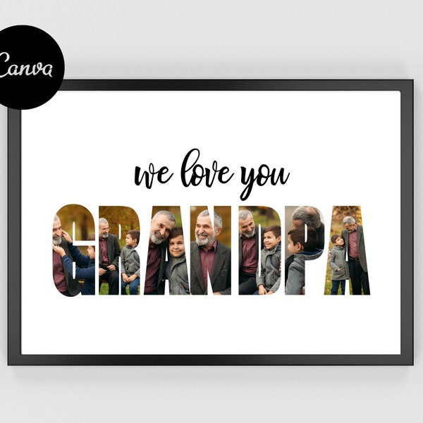 Grandpa Photo Frame, Personalized Grandpa, Grandpa Photo Collage, Editable Grandpa Photo Collage, Fathers Day Gift, Gifts for Him