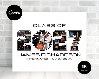 Szablon kolażu zdjęć koszykarskich rocznika 2027 (pobranie cyfrowe)