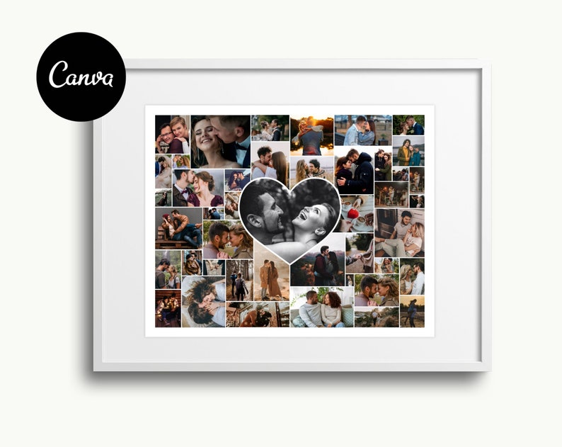 Couple Photo Collage Canva Template, Personalized Anniversary Gift (Digital Download) image 3