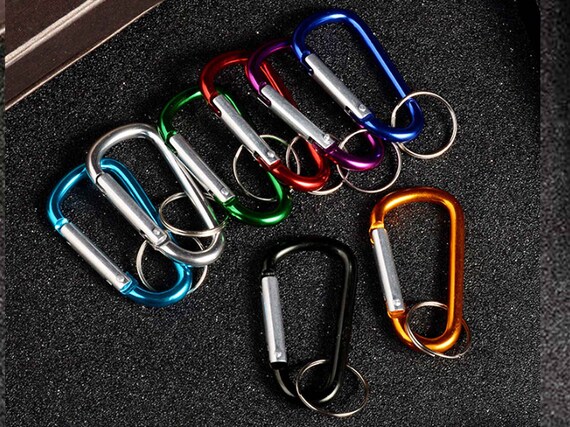 10 Aluminum Carabiner D-Ring Key Chain Clip Snap Hook Karabiner Camping Keyring