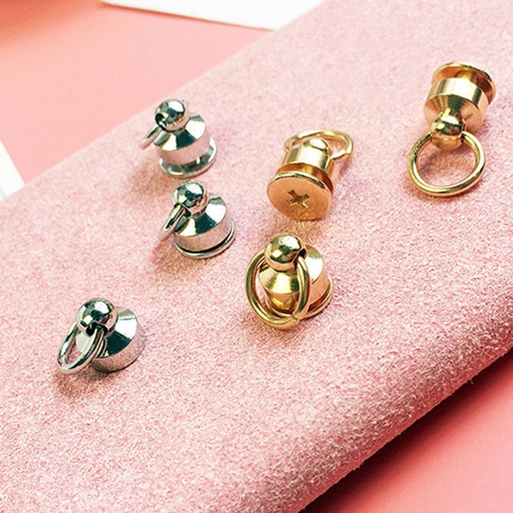 10Pcs Brass Rivet Studs Screw Back Round Head Ring Leather Craft Nipple Shape Accessories Decorations DIY for Belt Wallet Handbag