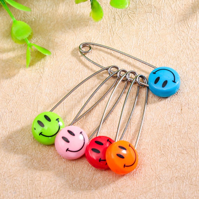 Mixed Color Safety Pins Smile Face Safety Pin Markers Pins Etsy