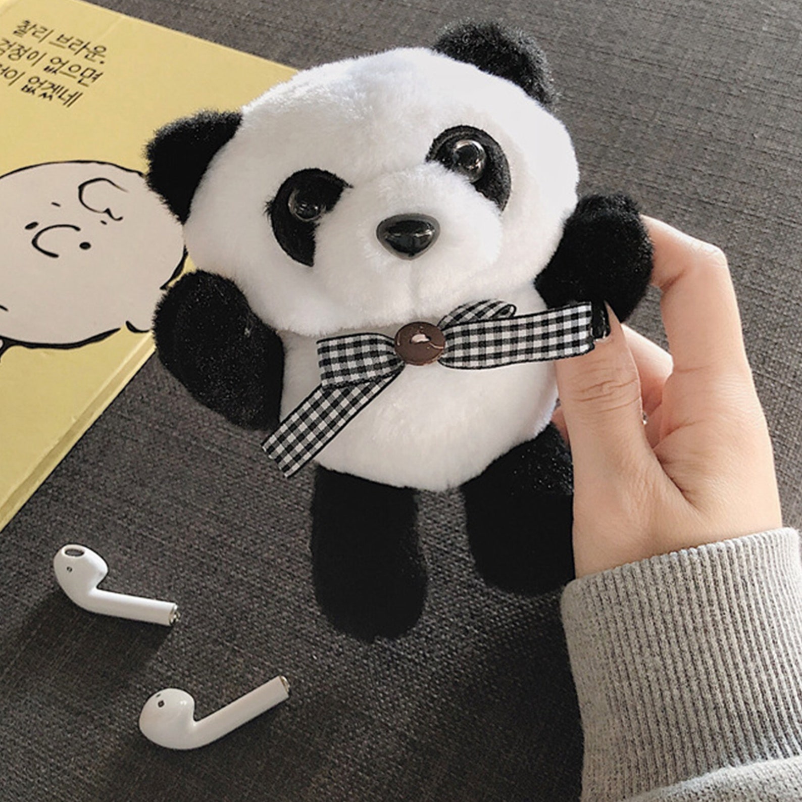 For AirPods Case Lovely Plush Panda Soft Silicone Case Air | Etsy