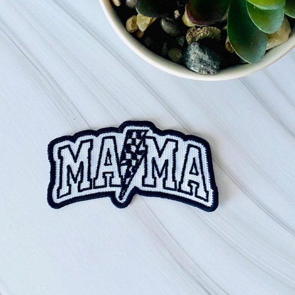 Checkered mama patch, iron on mom patches
