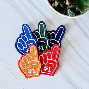 foam finger football patch, fan finger patch, game day patches, sports iron on, embroidered iron on, football lover gift, iron on for hats