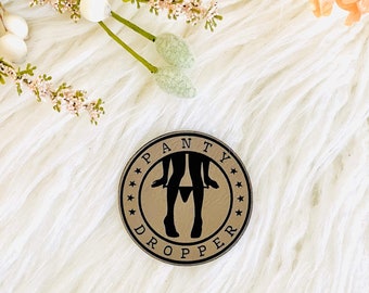 Raunchy Panty Dropper Leather Hat Patch, Men's Hat Patches