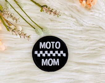 Moto Mom patch, Trucker hat patches, patches for hats, embroidered iron on, trucker hat iron on, dirt bike trucker, motocross iron on patch