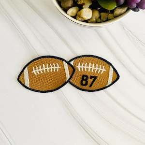 Football iron on patches, custom football number patch, sports iron on, patches for hats, embroidered iron on, hat accessories