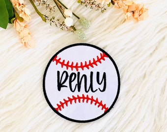 Baseball name patch, custom baseball iron on patch, iron on for hat, patches for hats, embroidered baseball, gift for sports mom