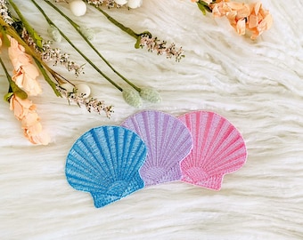Seashell patch, heart hat patch, Trucker hat patches, seashell iron on, patches for hats, embroidered seashell iron on, beach theme iron on
