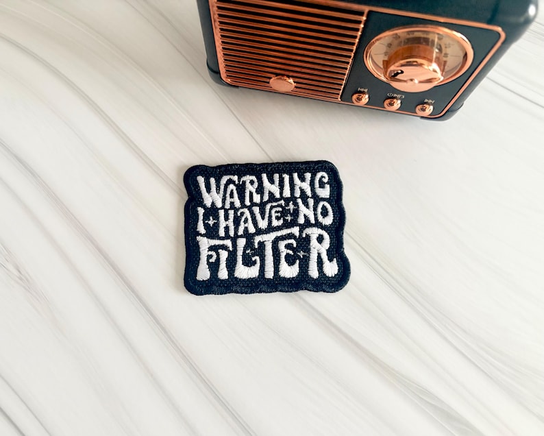 I have no filter hat patch, funny hat patches, no filter iron on, patches for hats, funny iron on, iron on hat designs, sassy patches afbeelding 1