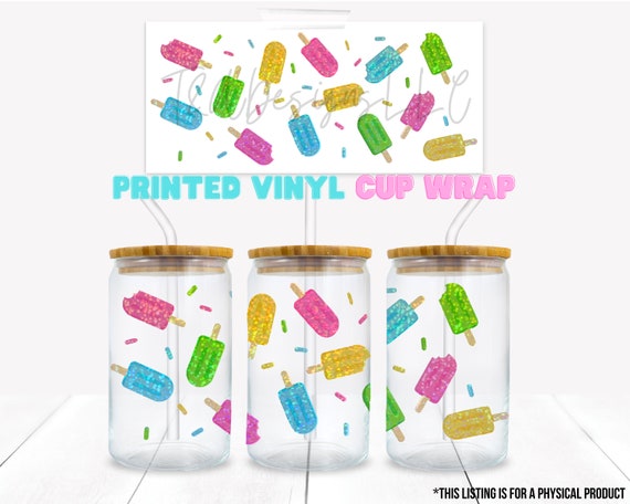 Ready to Use Cup Wrap, Glitter Cup Wrap, Glitter Sticker, 16oz Glass Can  Wrap, Vinyl for Cups 