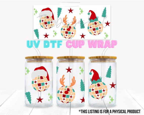 Christmas UV DTF Wrap, Holiday Cup Wrap, Uv Dtf Decals, Ready to Use Cup  Wrap, Glass Can Stickers, Festive Drinkware 