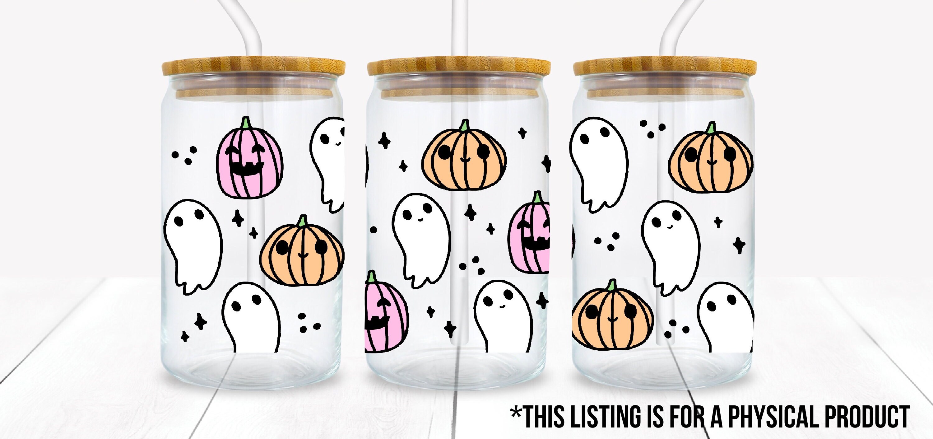 Halloween UV DTF Cup Wrap, Pumpkin Cup Wrap, Uv Dtf Decals, Stickers for  Glass Can, Ready to Use Cup Wrap 