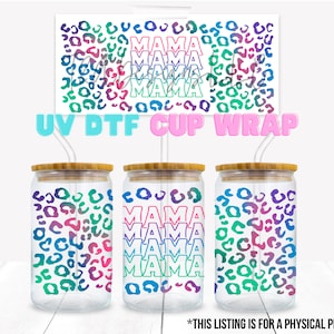 1pc Groovy Rainbow Design UV DTF Cup Wraps For 16 Oz Glass Cup, UV