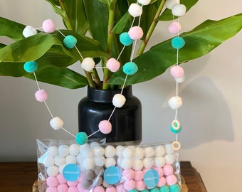 Make your own kids craft mini pom pom garland