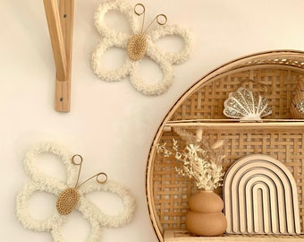 Handmade Set of 3 Rattan Flower Wall Hanging Nursery Wall Decor Boho ...