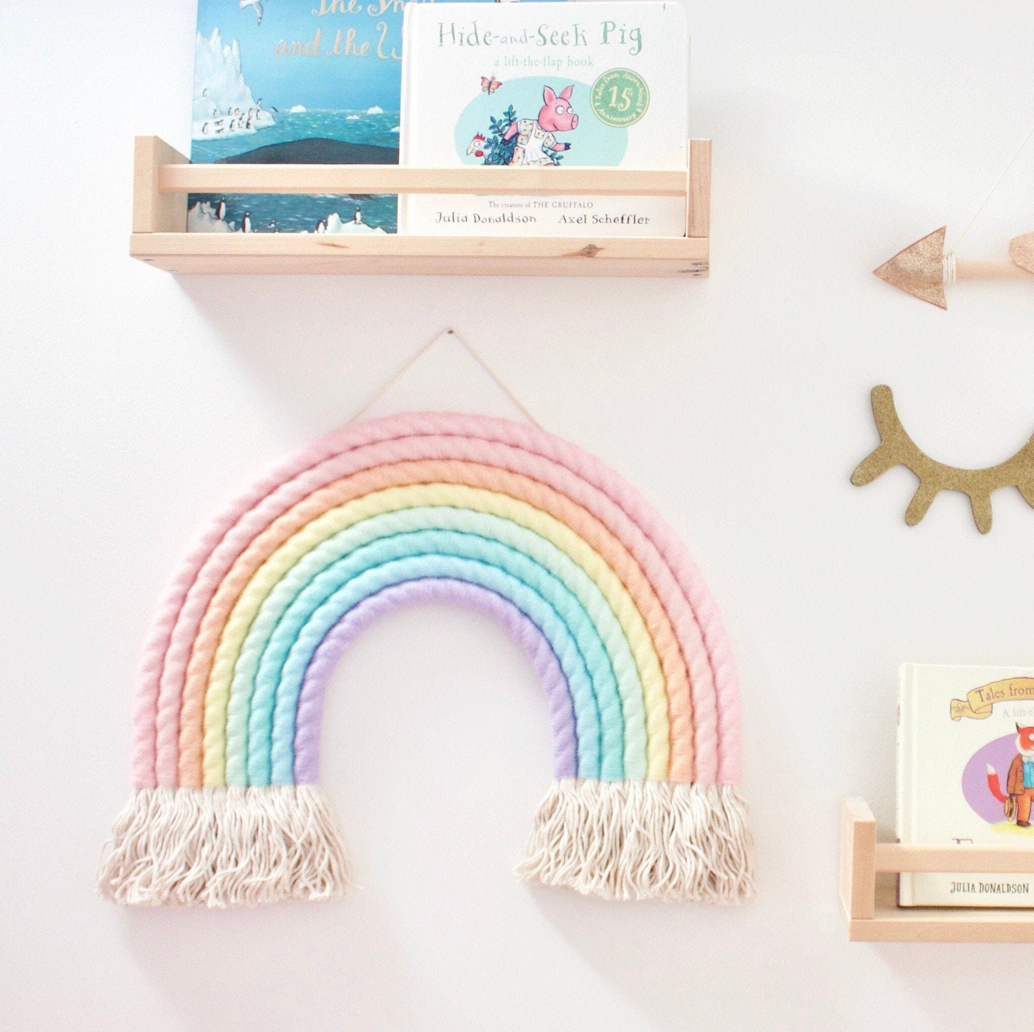 Extra Large Pastel Rainbow Fibre Wall Hanging Macrame Kids Decor Nursery  Bedroom 