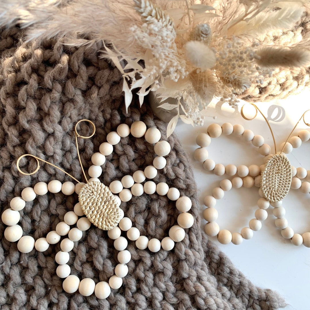 Wooden Beaded Wall Butterfly | Rattan Nursery Decor | Girls Boho Room ...