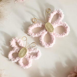 Baby Pink Rattan Wall Butterflies | Macrame Nursery Decor | Girls Boho Room Decor | Nursery Wall Hanging | Set Of 2