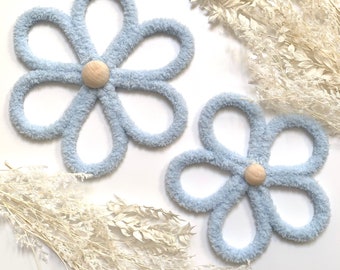 Baby Blue Wall Flower Hanging | Boho Nursery Decor | Neutral Room Decor | Boho Nursery Decor | Set Of 2