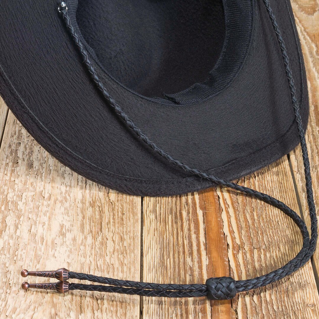 Stampede String Black Braided Leather Stampede String: Bolo Tie Western Chin Strap - Etsy