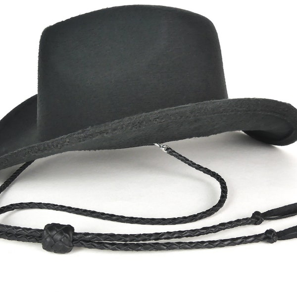 Black leather stampede strings, Cowboy hat chin strap, Custom equestrian gifts