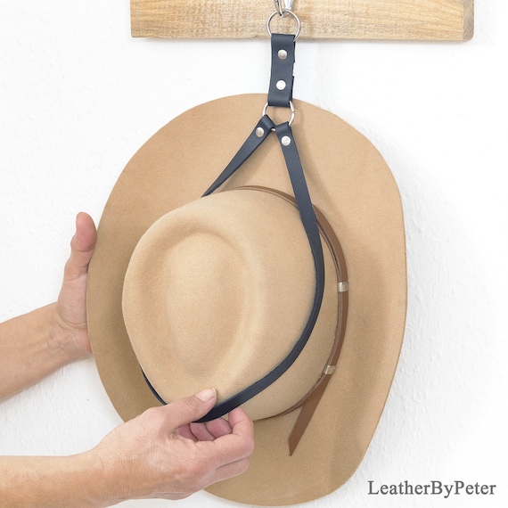 Black Leather Hat Hanger Leather Hat Rack for the Wall Hat Holder Etsy