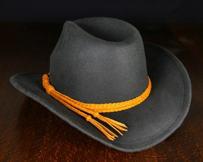 Cowboy Hutband aus Leder, Westernhutband orange Bild 6