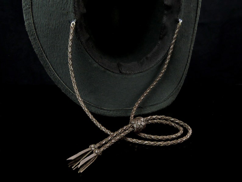 Dark Brown Handbraided Leather Stampede String Cowboy Hat Etsy