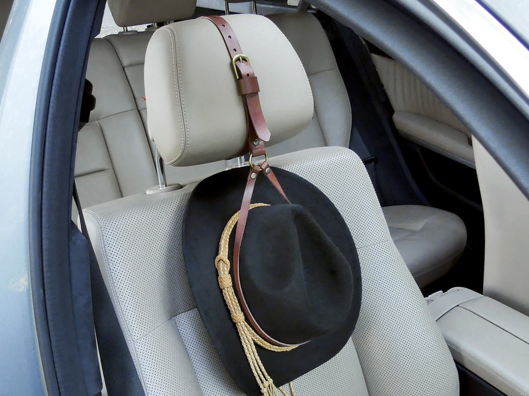 Car Hat Holder Brown Leather Custom Hat Hooks Cowboy Hat Etsy