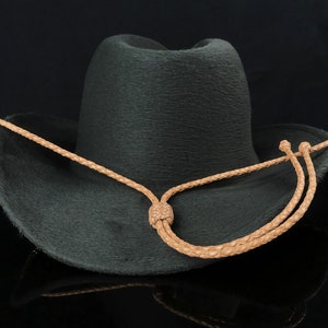Hellbraune geflochtene Leder Stampede String, Custom Leder-Kinnriemen, Western-Hut-Schnur für windige Tage