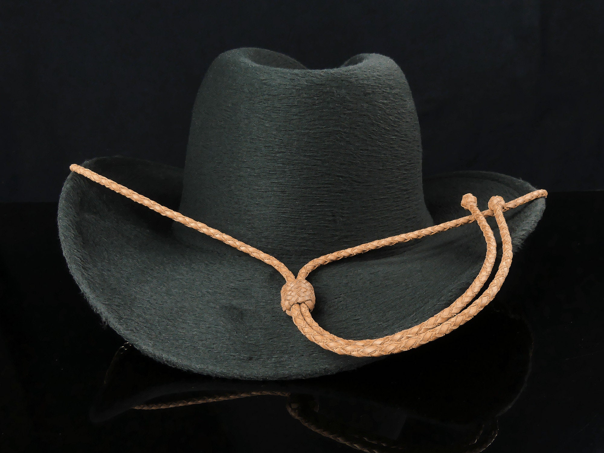 Light Brown Braided Leather Stampede String, Custom Leather