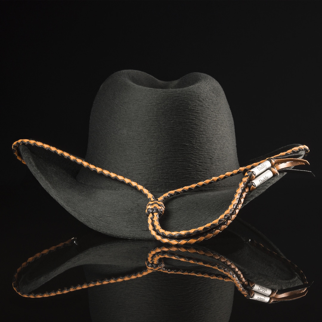 Twotone Leather Stampede String, Cowboy Hat Chin Strap Etsy
