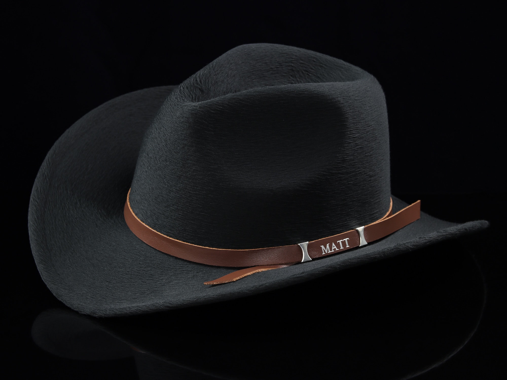 Brown Cowboy Hat with Branding and Removable Bands USM-HAT140-BR-2-LMK__84614.  main image 3