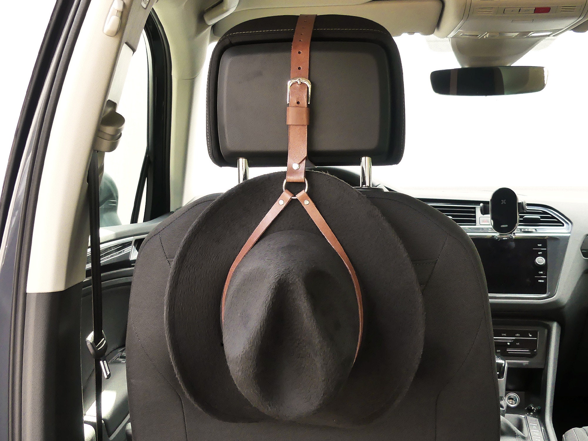 Braune Leder Cowboy Hutablage, Cowboy Huthalter, Hutablage für Auto,  Hutclip für LKW, - .de