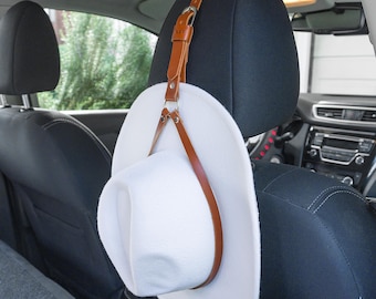 Porte-chapeau de cowboy en cuir whisky pour voiture, porte-chapeau