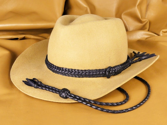 Black Leather Chin Strap Stampede String Cowboy Hat Band Men 