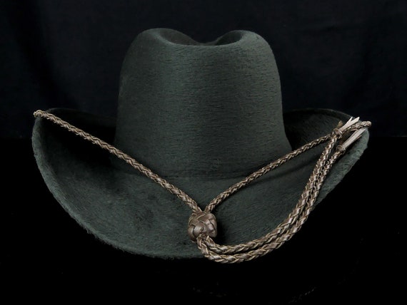 Dark Brown Hand-braided Leather Stampede String, Cowboy Hat Accessories, 