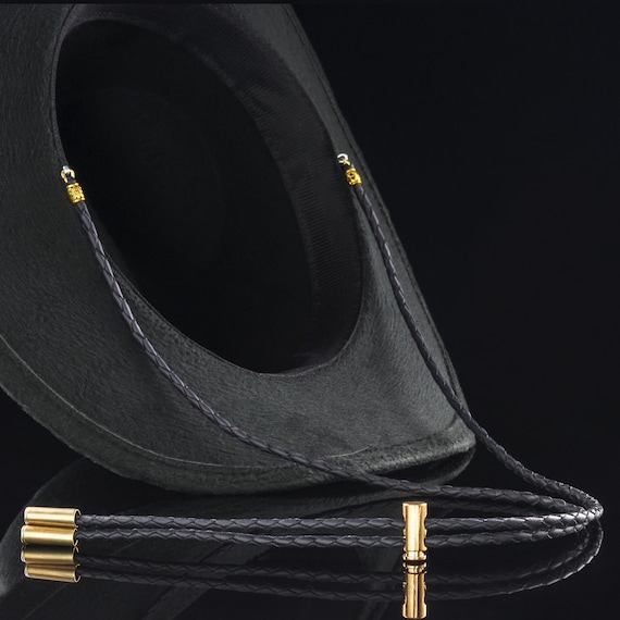 Black Leather Chin Strap Stampede String Cowboy Hat Band Men 