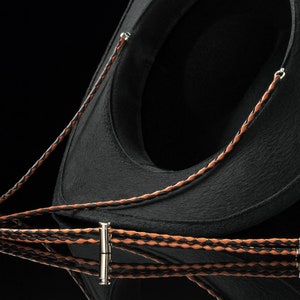 Braun und schwarz handgeflochtener Stampede Lederriemen, Western Hut Stampede String, Cowgirl Hut Kinnband,
