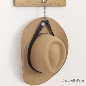 Black Leather Cowboy Hat Rack: Texas Star Wall Hanger