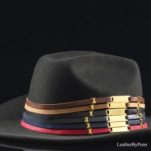 Personalized leather cowboy hat band with your name on it,