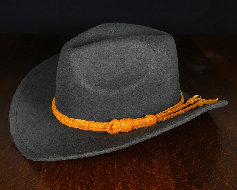Cowboy Hutband aus Leder, Westernhutband orange Bild 3