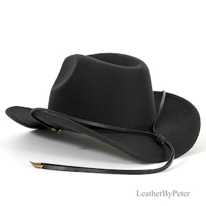 Schwarze Leder Stampede String mit Bronze Hörnern, Western Kinnriemen