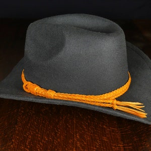 Cowboy Hutband aus Leder, Westernhutband orange Bild 5