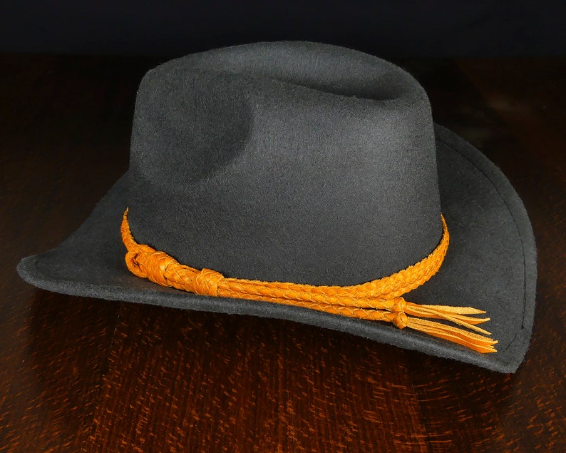 Cowboy Hutband aus Leder, Westernhutband orange Bild 5